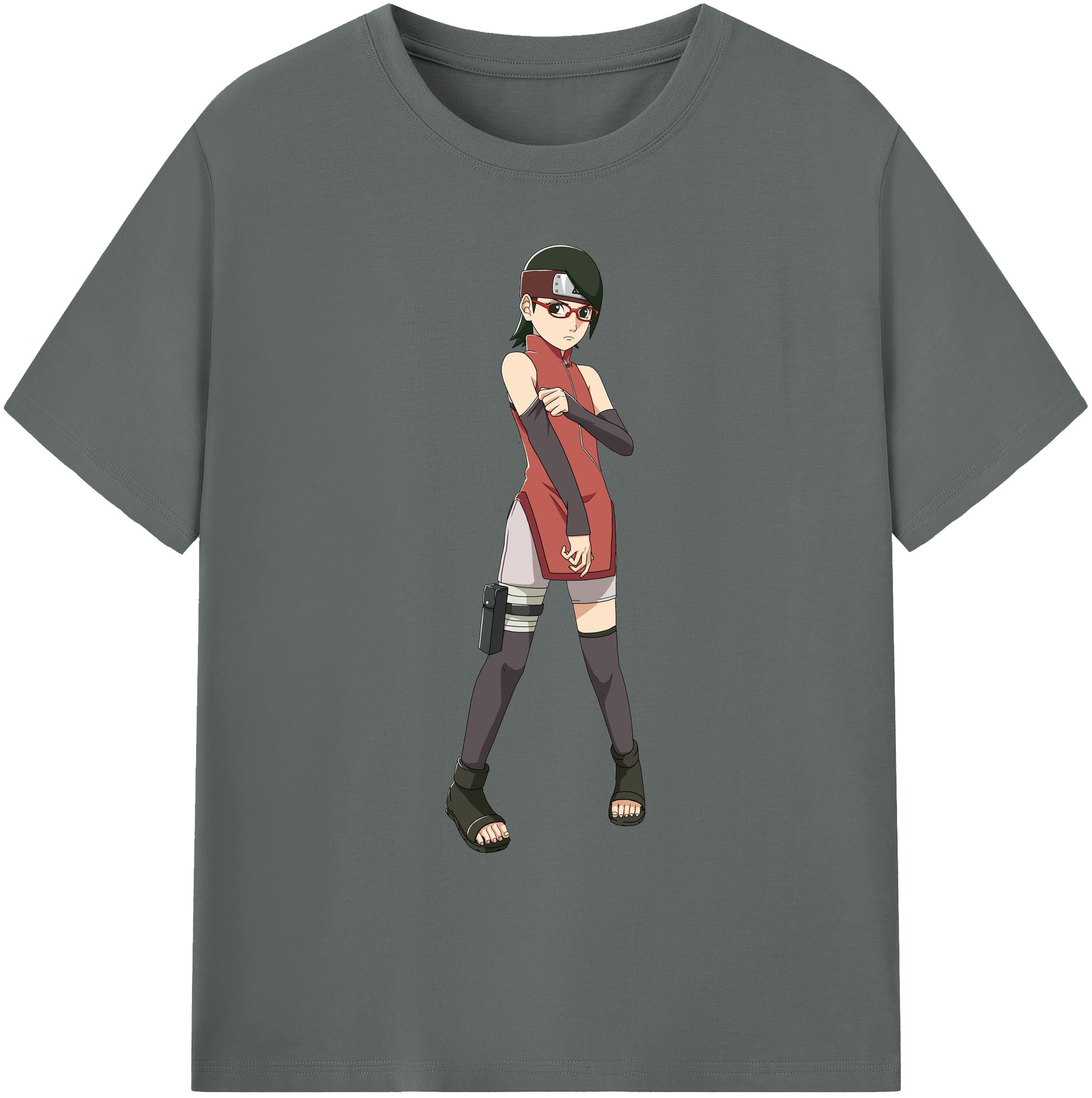 （画像用） NARUTO -ナルト- うちは サラダ Uchiha Sarada 綿100％ メンズ半袖Tシャツ｜肌触りやわらか＆通気性